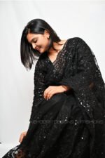 Black Designer Saree with Embroidered Blouse | Party Wear, Wedding & Festive Saree for Women - Image 2