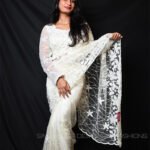 Ivory White Ready Made Designer Net Saree with Heavy Embroidered Blouse | Luxury Wedding, Reception & Party Wear Saree for Women