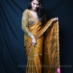 Mustard Gold Ready Made Designer Saree with Hand Embroidered Blouse | Premium Wedding, Reception & Festive Party Wear Saree for Women