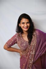 Mauve Designer Saree with Embroidered Blouse | Party Wear, Wedding & Festive Saree for Women - Image 2