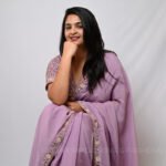 Elegant Lavender Ready Made Designer Saree with Hand Embroidered Floral Blouse | Designer Reception, Wedding & Festive Wear