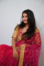 Elegant Rani Pink Designer Ready Made Saree with Hand Embroidered Floral Blouse | Luxury Wedding & Festive Wear - Image 5