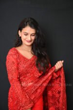 Luxury Ruby Red Ready Made Designer Sequin Saree with Heavy Embroidered Blouse | Premium Wedding, Reception & Cocktail Party Wear Saree for Women - Image 3
