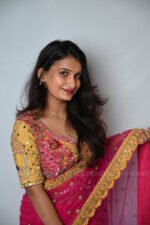 Elegant Rani Pink Designer Ready Made Saree with Hand Embroidered Floral Blouse | Luxury Wedding & Festive Wear - Image 4