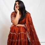 Rust Designer Saree for Women | Party Wear Embroidered Wedding & Festive Saree