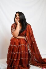 Rust Designer Saree for Women | Party Wear Embroidered Wedding & Festive Saree