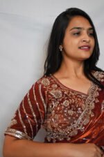 Rust Designer Saree for Women | Party Wear Embroidered Wedding & Festive Saree - Image 5