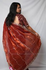 Rust Designer Saree for Women | Party Wear Embroidered Wedding & Festive Saree - Image 4