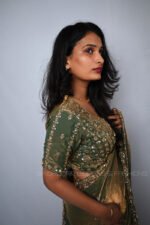Olive Green Ready Made Designer Saree with Heavy Embroidered Blouse | Premium Wedding, Reception & Festive Party Wear Saree for Women - Image 3