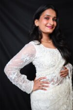 Ivory White Ready Made Designer Net Saree with Heavy Embroidered Blouse | Luxury Wedding, Reception & Party Wear Saree for Women - Image 2