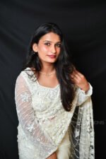 Ivory White Ready Made Designer Net Saree with Heavy Embroidered Blouse | Luxury Wedding, Reception & Party Wear Saree for Women - Image 3