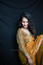Mustard Gold Ready Made Designer Saree with Hand Embroidered Blouse | Premium Wedding, Reception & Festive Party Wear Saree for Women - Image 3