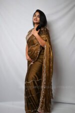 Olive Green Designer Saree with Embroidered Blouse | Party Wear, Wedding & Festive Saree for Women