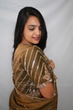 Olive Green Designer Saree with Embroidered Blouse | Party Wear, Wedding & Festive Saree for Women - Image 3