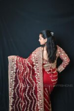 Bridal Red Ready Made Designer Saree with Heavy Hand Embroidered Blouse | Luxury Wedding, Reception & Bridal Party Wear Saree for Women - Image 3