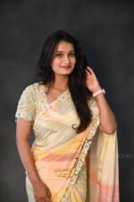 Elegant Pastel Yellow Ready Made Designer Saree with Multi-Color Hand Embroidered Blouse | Designer Wedding, Reception & Festive Wear - Image 4