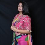 Multicolor Designer Saree with Embellished Pink Blouse