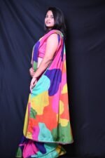 Multicolor Designer Saree with Embellished Pink Blouse - Image 3