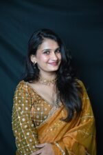 Mustard Gold Designer Saree with Sequin Embroidery - Image 2