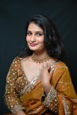 Mustard Gold Designer Saree with Sequin Embroidery - Image 3