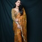 Mustard Gold Designer Saree with Sequin Embroidery