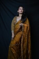 Mustard Gold Designer Saree with Sequin Embroidery - Image 4