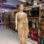 Elegant Beige Floral Embroidered Designer Saree