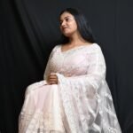 Elegant Blush Pink Organza Saree with Intricate Silver Embroidery