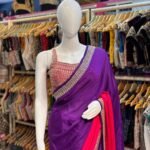 Purple and Pink Designer Saree with Elegant Golden Border | Party Wear & Festive Collection